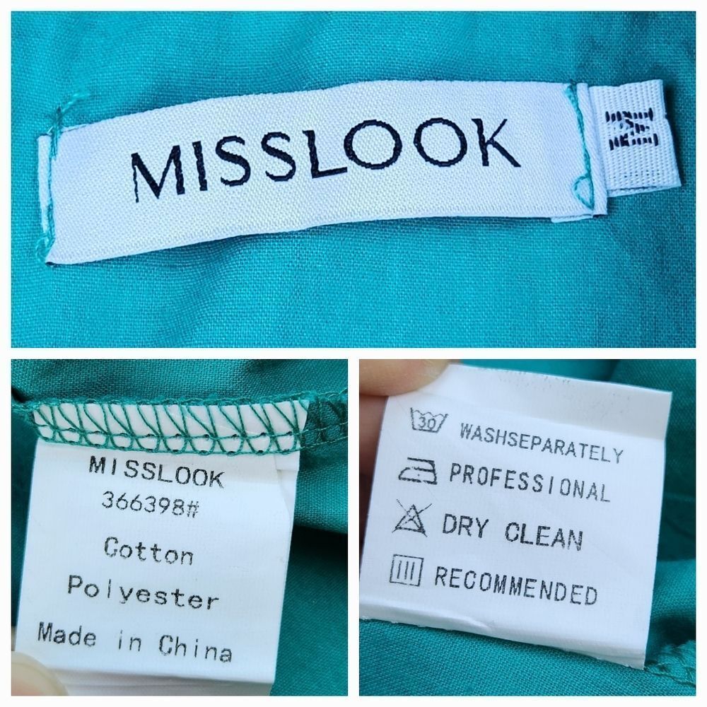 🍑Teal Button Tab Short Sleeve Dress Medium - Picture 12 of 14